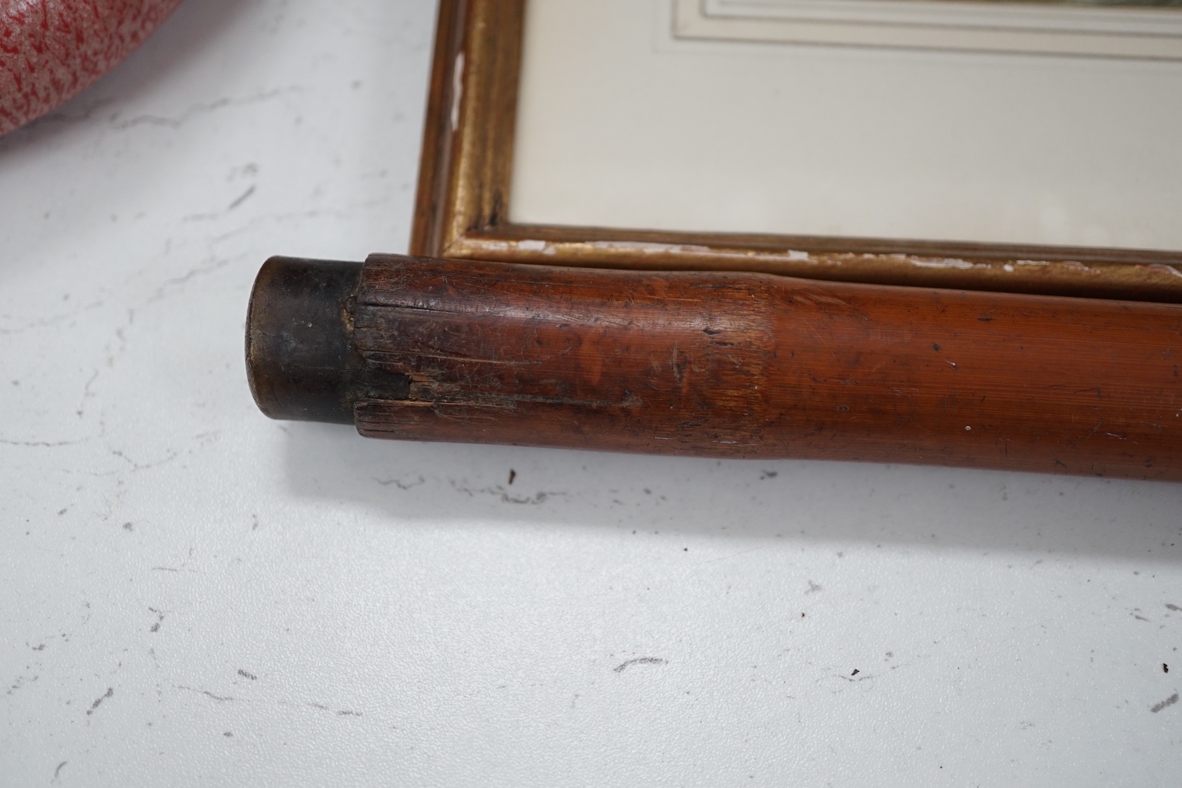 A Japanese carved bamboo walking stick, 89cm